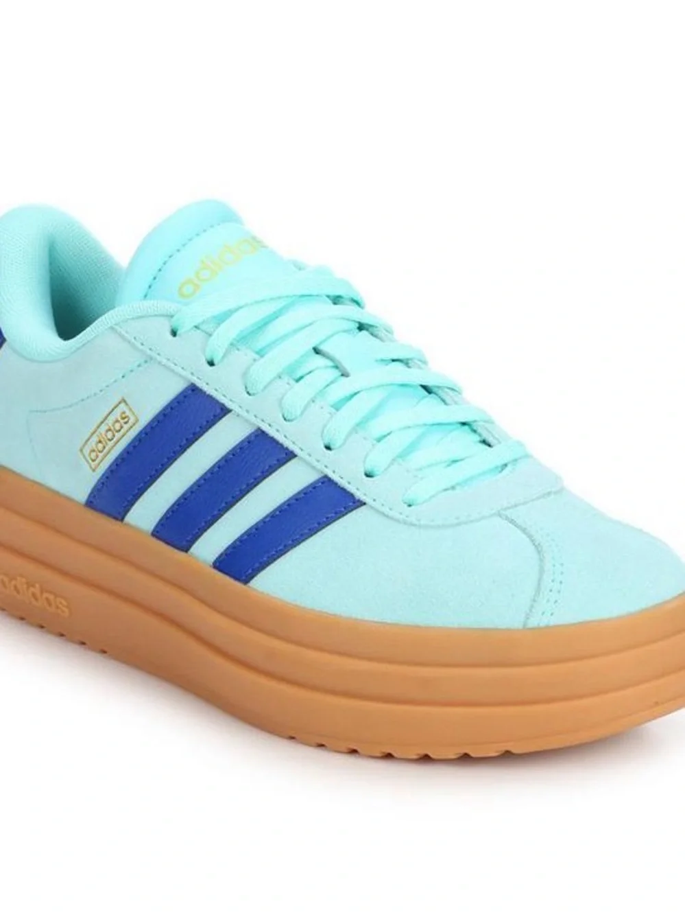 Brand new in box adidas Women's Mint & Royal Blue Platform Sneaker with Gum Sole